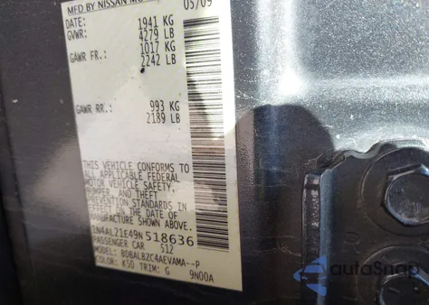 2009 Nissan Altima 2.5 S из США, поврежденный, VIN 1N4AL21E49N518636